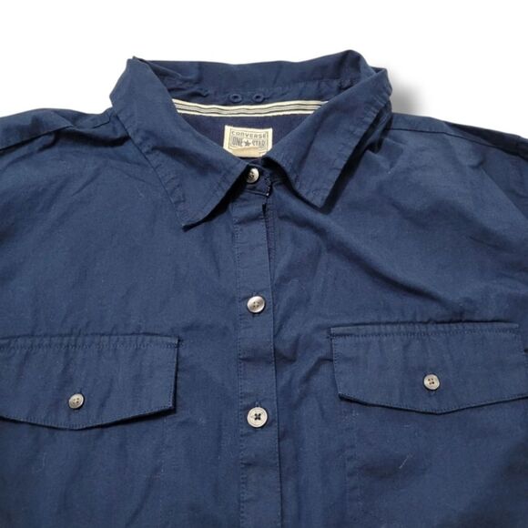 Converse Top Size 3 Converse One Star Shirt Button Down Shirt Roll Tab Sleeves - Picture 3 of 6